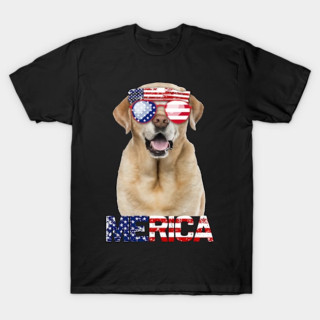 Merica Labrador Dog American Flag 4Th Of July T-Shirt by jrgenbode